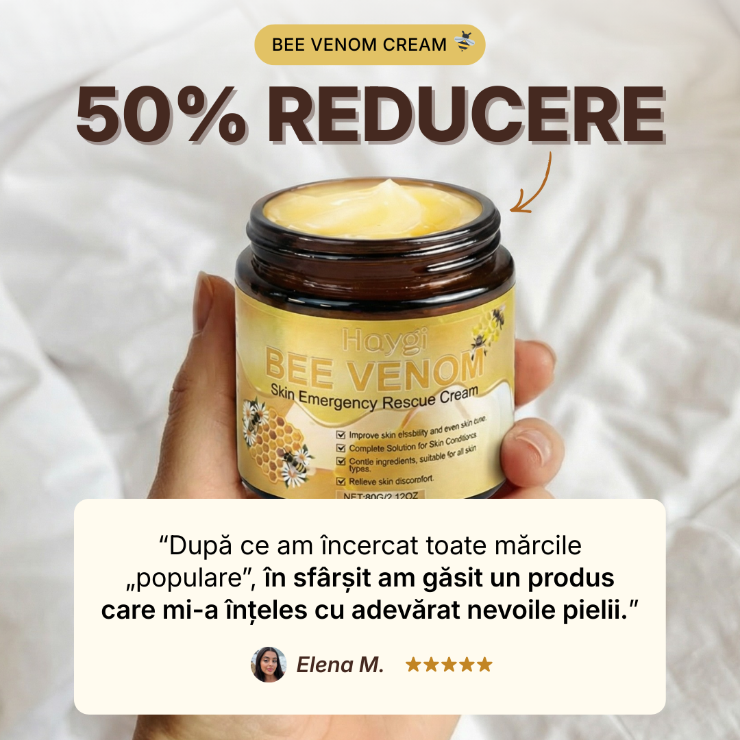 Bee Venom Cream 50% discount creative with testimonial