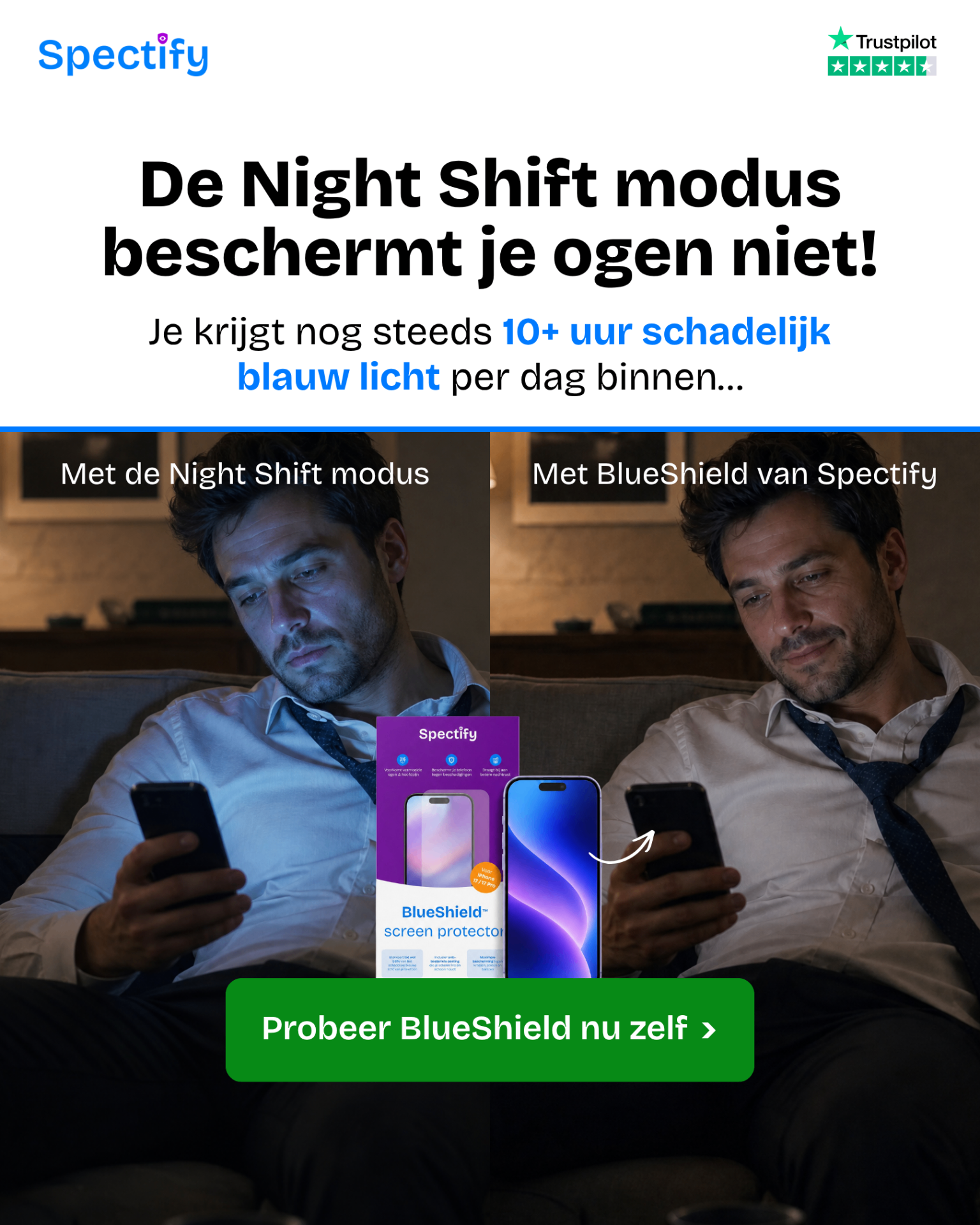 Spectify night shift comparison creative with two scenes