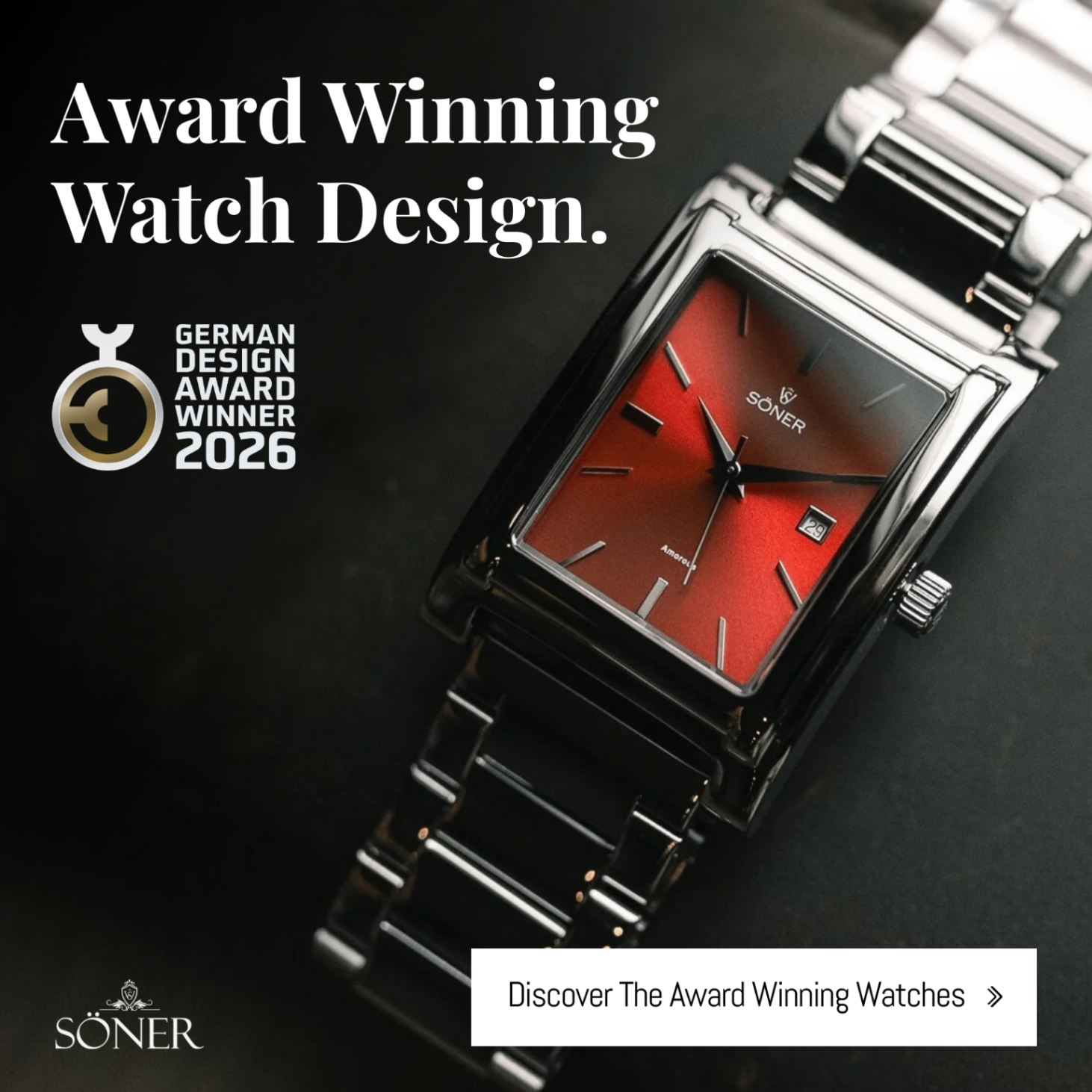 Söner watch creative highlighting award-winning design