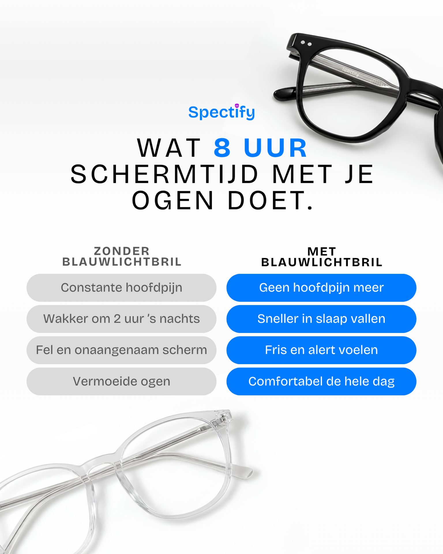 Spectify blue light glasses benefits comparison creative
