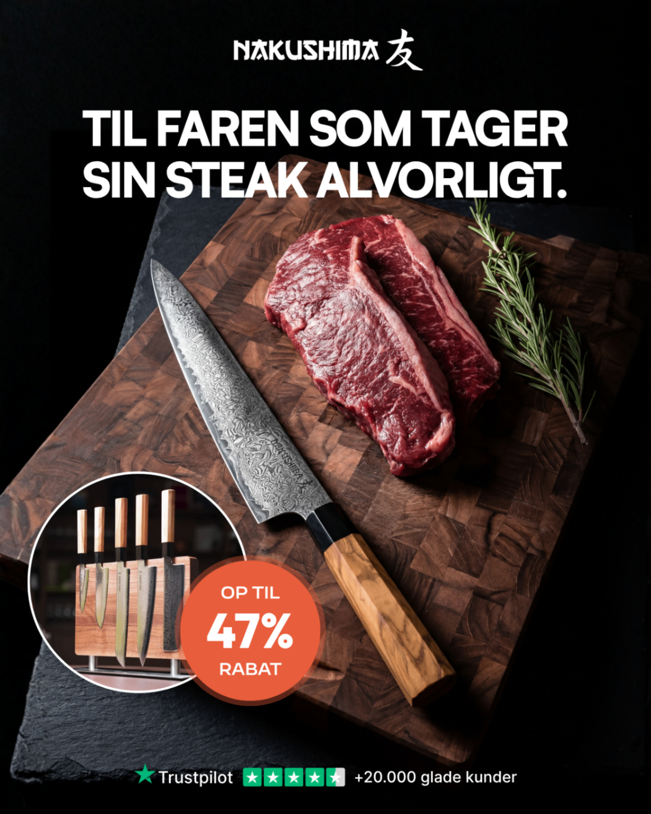 Nakoshima knife creative with steak board and discount badge