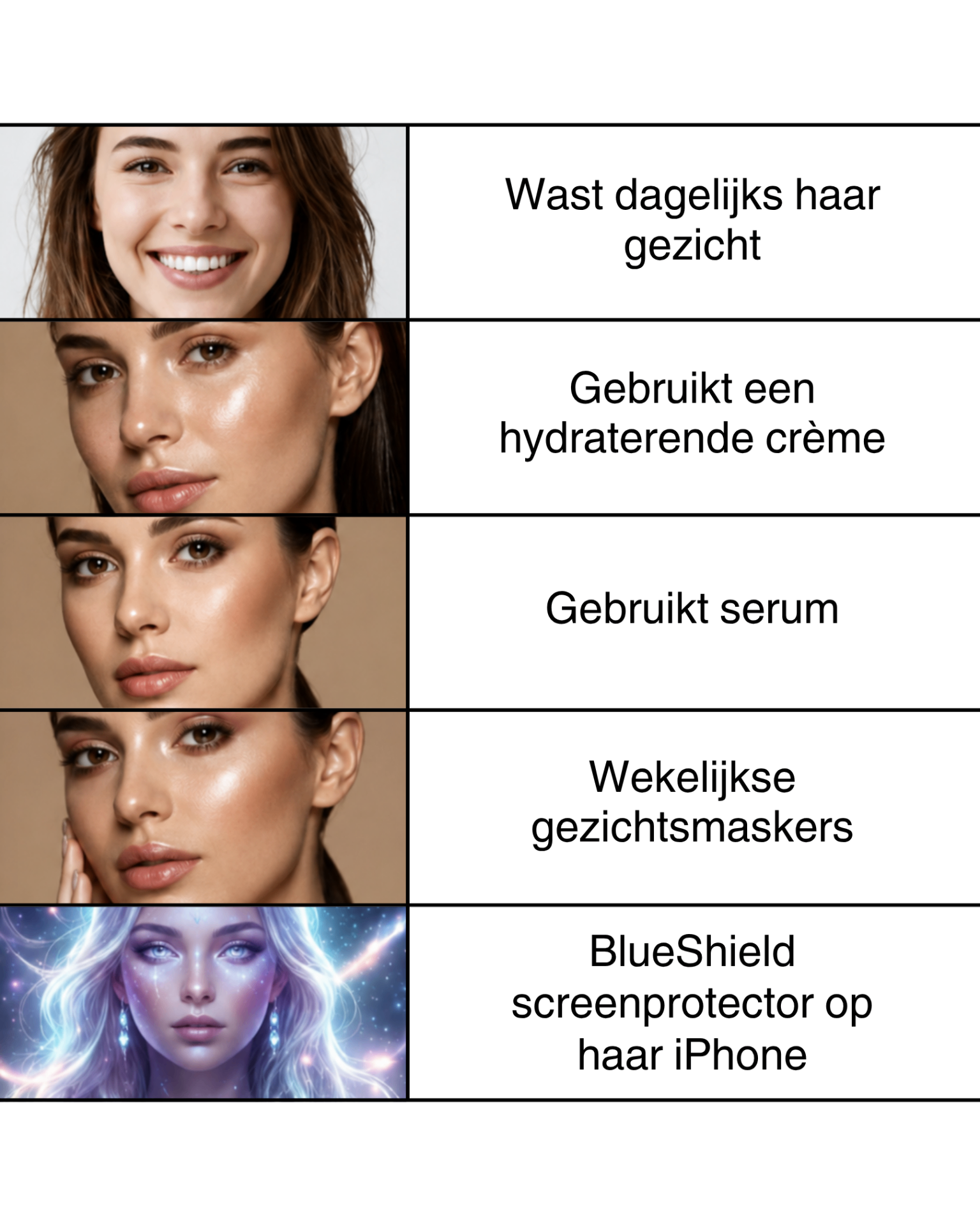 Skincare comparison creative with visual routine steps